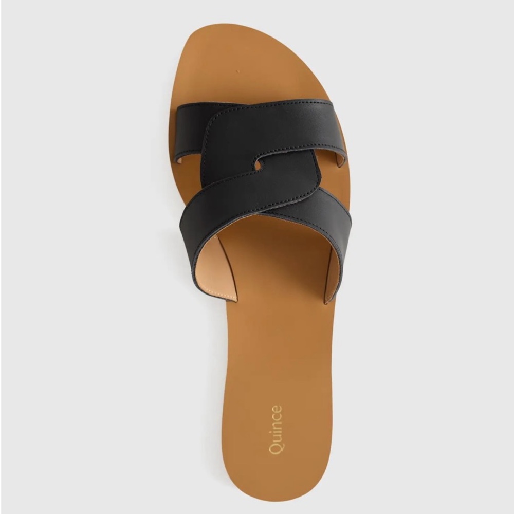 QUINCE Italian Leather Cutout Slide Sandals - Picture 3 of 8